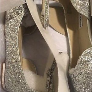 Steve Madden bevill silver glitter ankle flats sz7